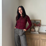 'Pass the Bordeaux' Scalloped Button Down Cardigan - Love and Lee Apparel