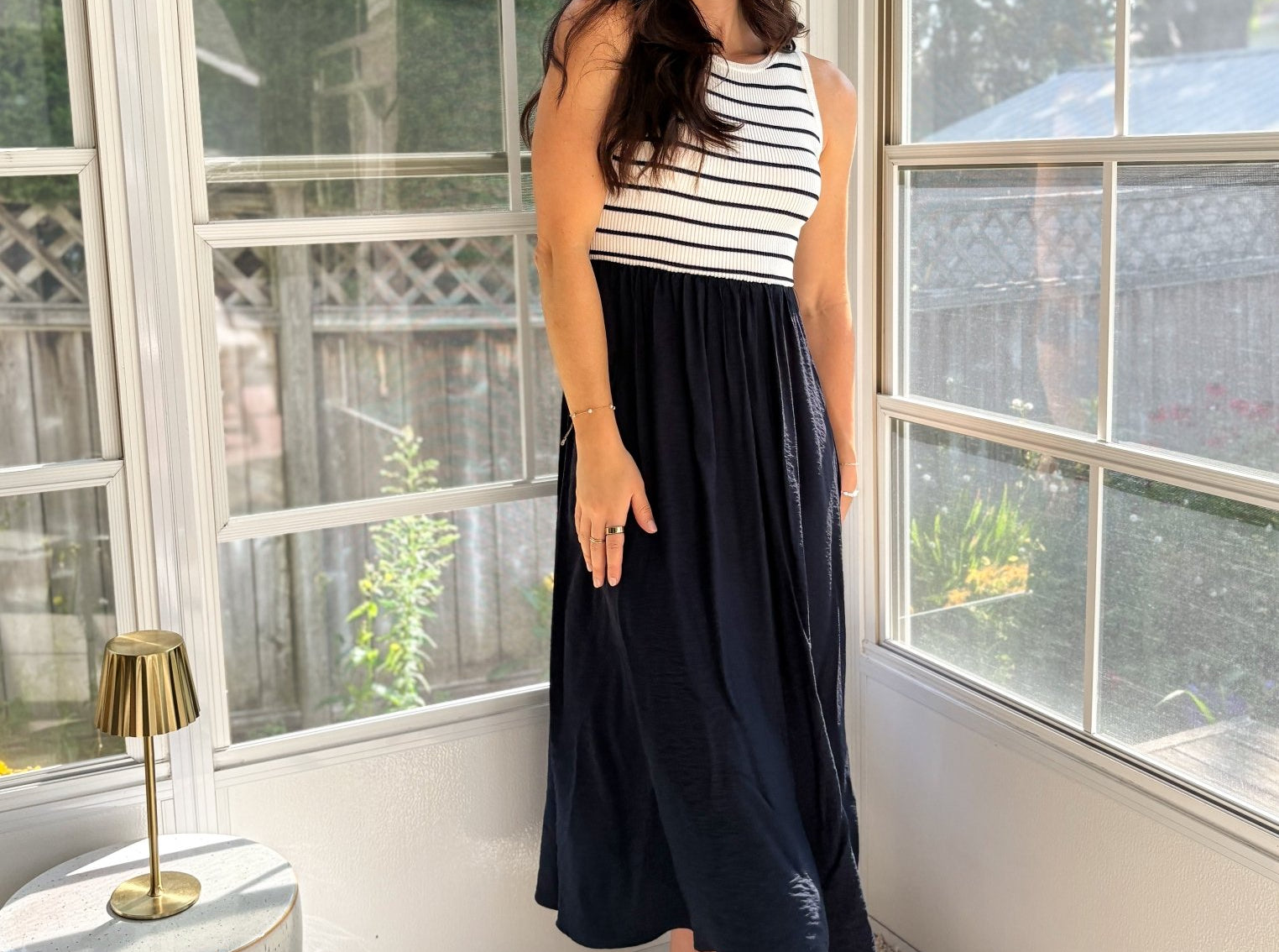 Ash Sleeveless Mixed Media Midi Dress - Love and Lee Apparel