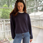 'Syllabus Season' Contrast Rolled Edge Crewneck Pullover - Love and Lee Apparel