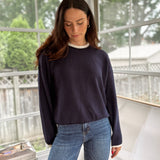 'Syllabus Season' Contrast Rolled Edge Crewneck Pullover - Love and Lee Apparel