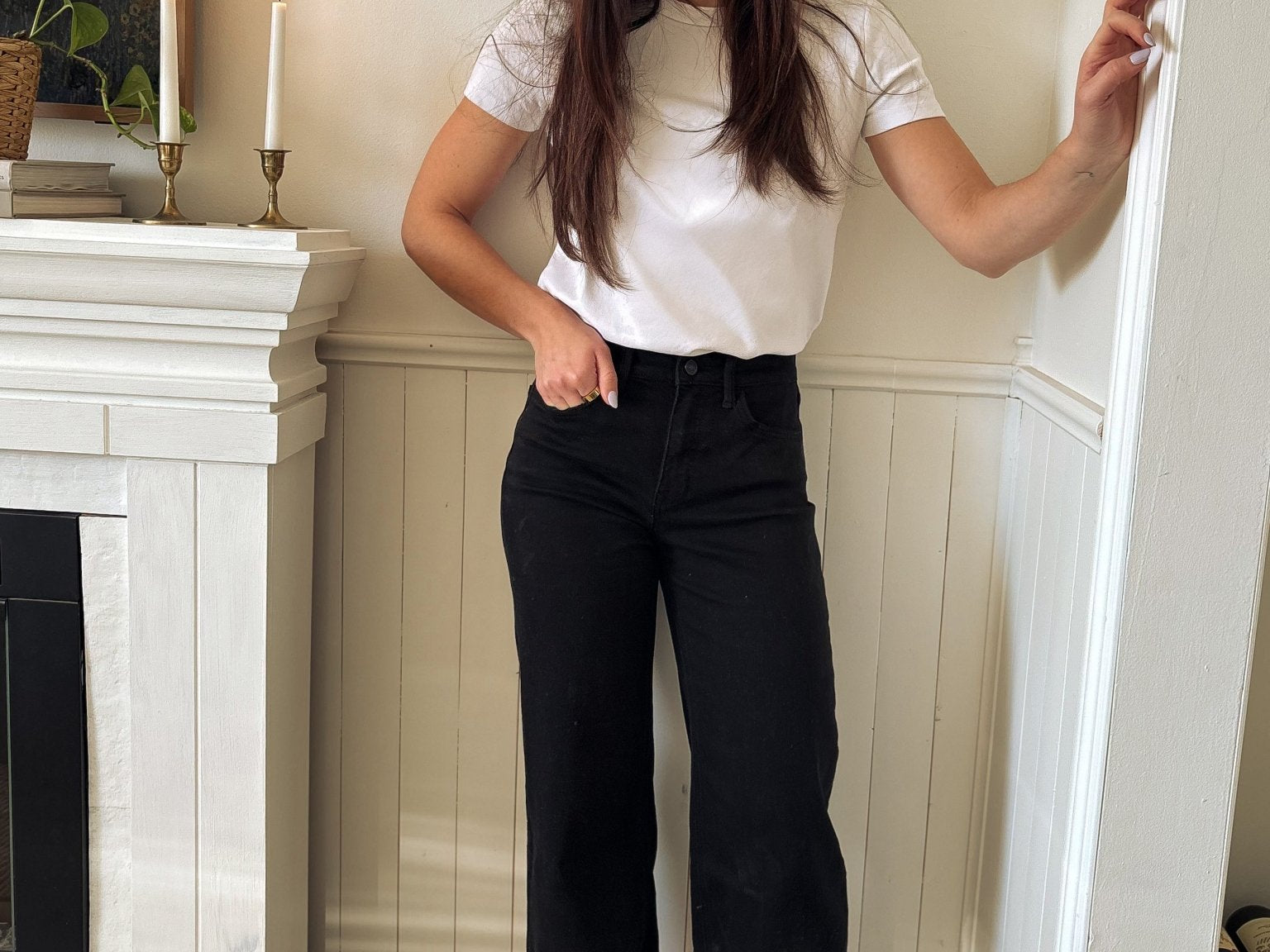 The Janessa High Rise Raw Hem Cropped Wide Leg Jeans in Black - Love and Lee Apparel