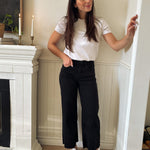 The Janessa High Rise Raw Hem Cropped Wide Leg Jeans in Black - Love and Lee Apparel