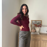 'Pass the Bordeaux' Scalloped Button Down Cardigan - Love and Lee Apparel