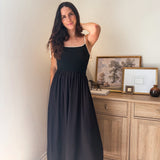 The Chanel Contrast Tie Spaghetti Strap Mix Media Midi Dress - Love and Lee Apparel