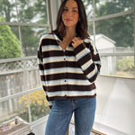 'Yale Bookclub' Multi-Color Stripe Rolled Neck Knit Cardigan - Love and Lee Apparel