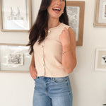 The Dakota Raw Edge Button Down Knit Cardigan Vest Top - Love and Lee Apparel