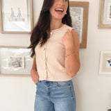 The Dakota Raw Edge Button Down Knit Cardigan Vest Top - Love and Lee Apparel