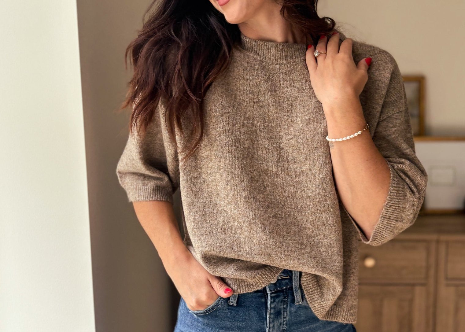 The Cellar Door Crew Neck Half Sleeve Pullover Sweater - Love and Lee Apparel