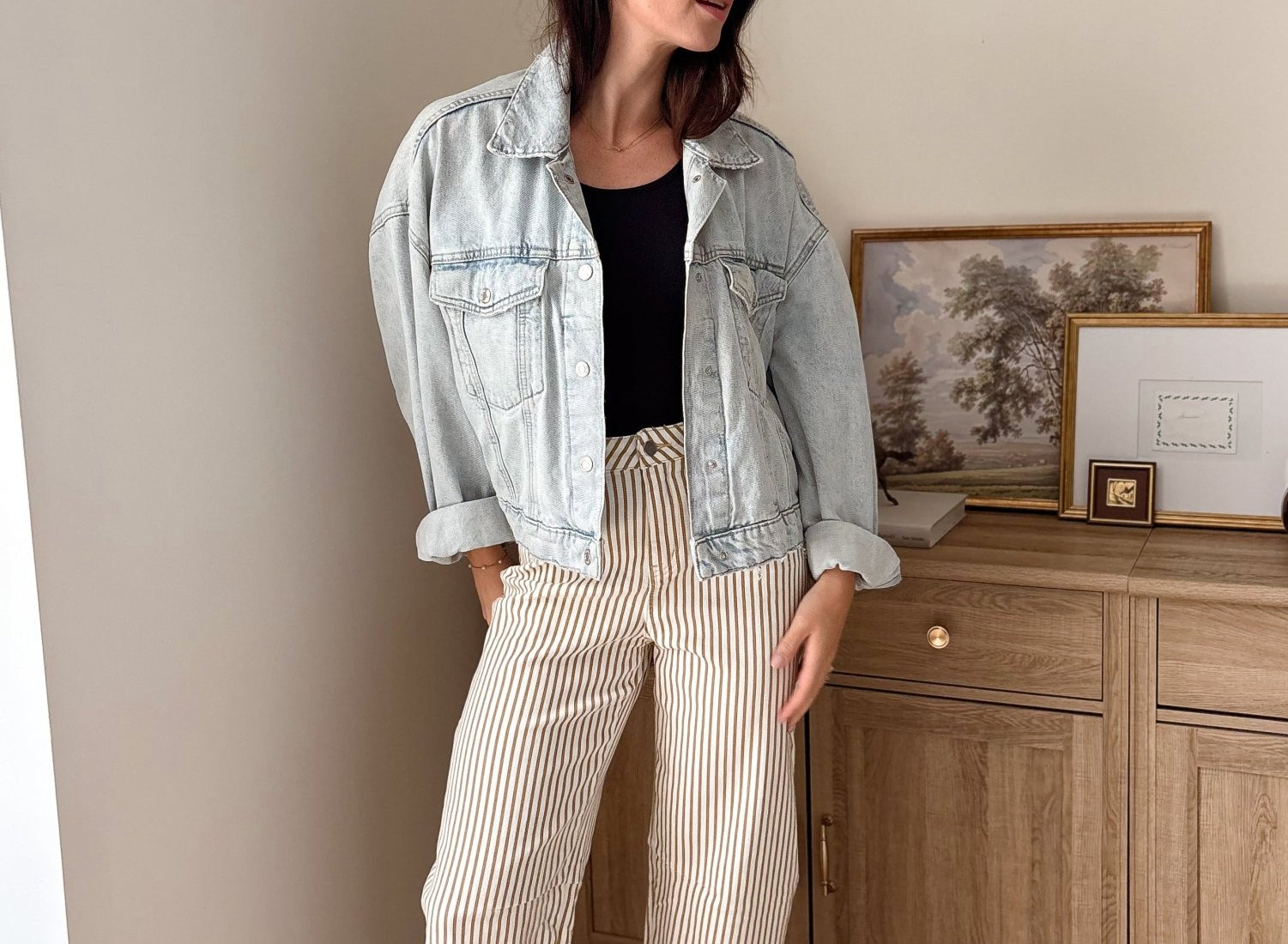 The Cecelia Stripe Cotton Barrel Jeans Casual High Waist Pants - Love and Lee Apparel