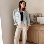 The Cecelia Stripe Cotton Barrel Jeans Casual High Waist Pants - Love and Lee Apparel
