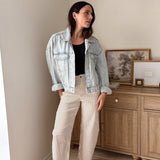 The Cecelia Stripe Cotton Barrel Jeans Casual High Waist Pants - Love and Lee Apparel