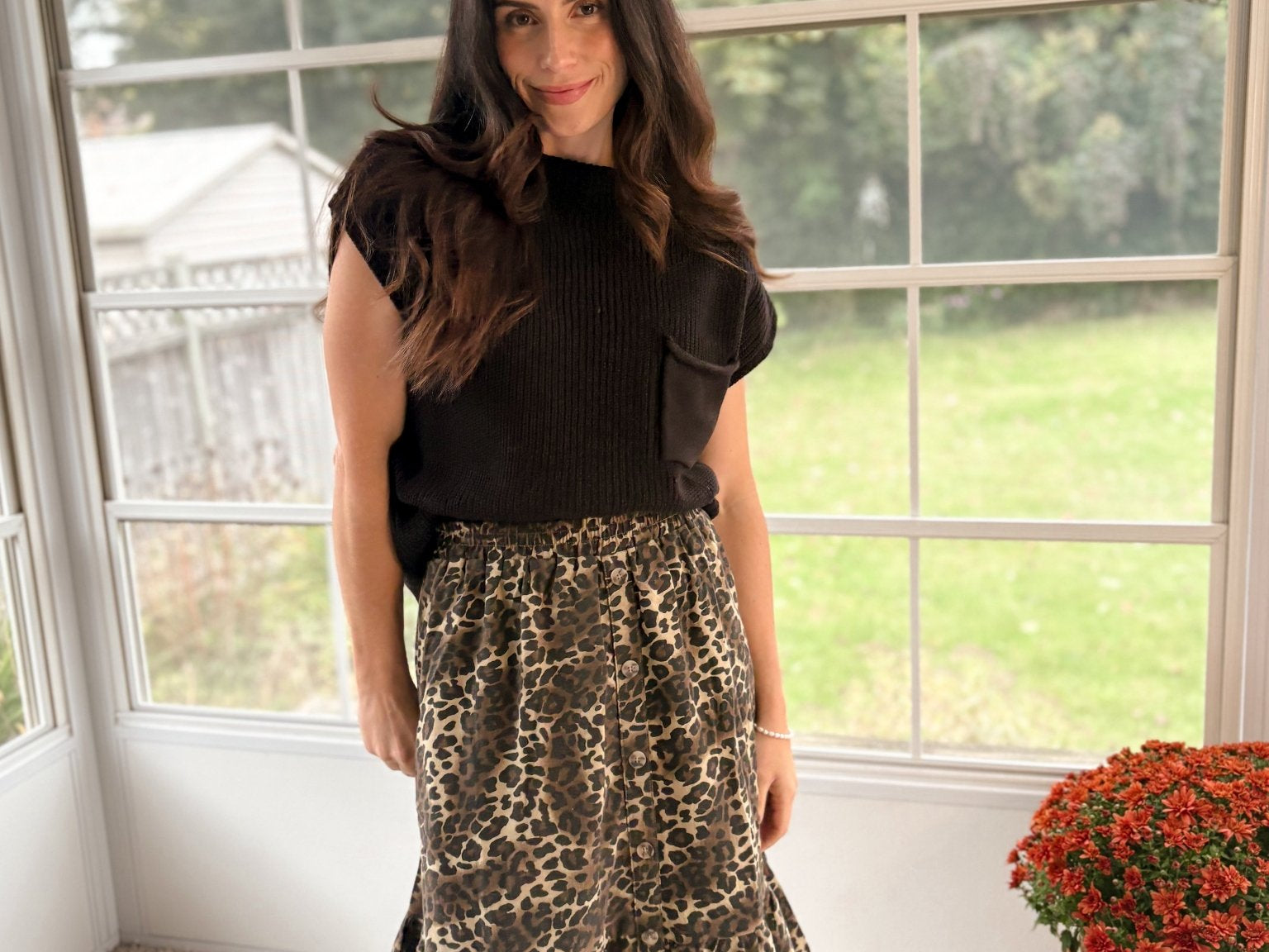 The Eliza Button Down Leopard Printed Midi Skirt - Love and Lee Apparel