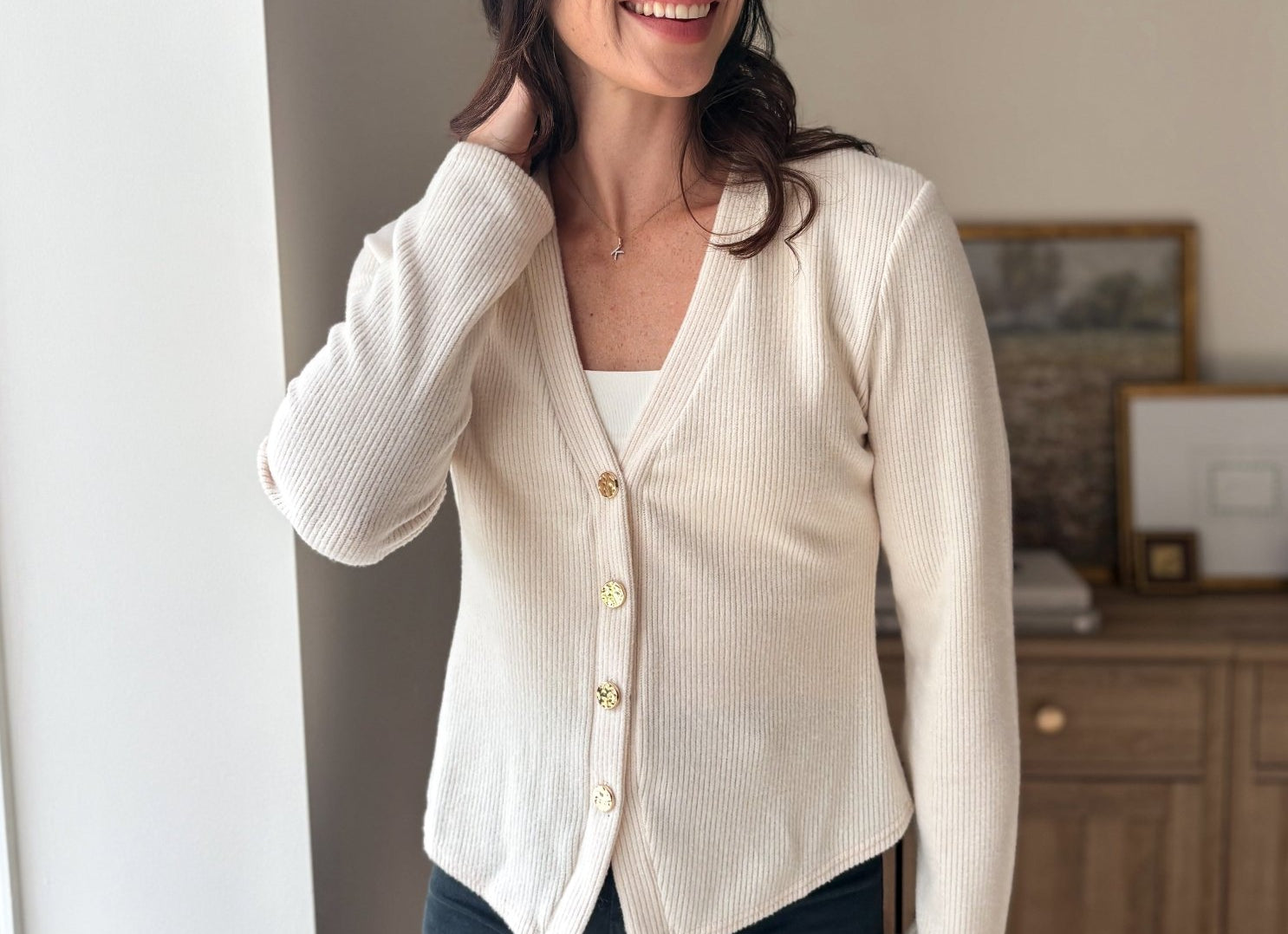 The Cork & Candle Soft Ribbed V-Neck Cardigan - Love and Lee Apparel