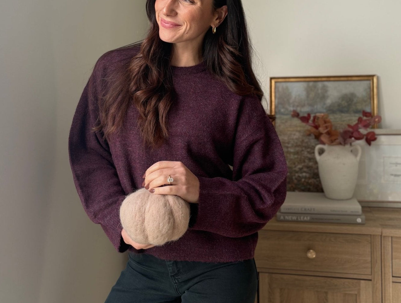 The Mauve Wine Long Sleeve O-Neck Pullover Sweater - Love and Lee Apparel