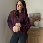 The Mauve Wine Long Sleeve O-Neck Pullover Sweater - Love and Lee Apparel