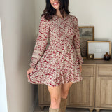 The Early Harvest Lace Trim Smocking Printed Mini Dress - Love and Lee Apparel
