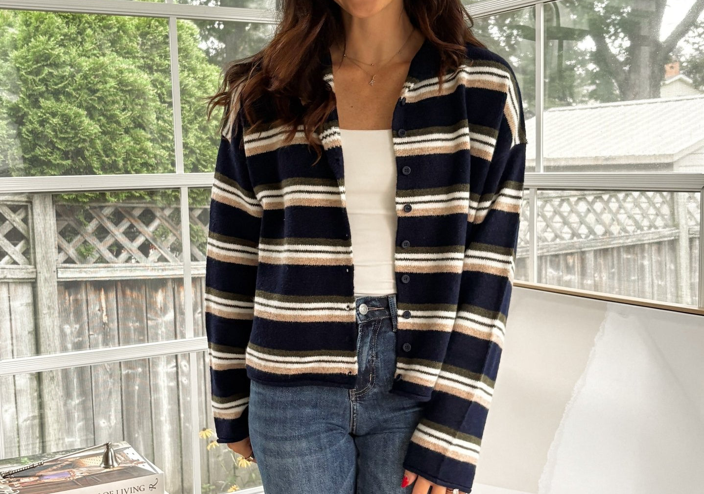 'Meet Me on Campus' Multi-Color Stripe Rolled Neck Knit Cardigan - Love and Lee Apparel