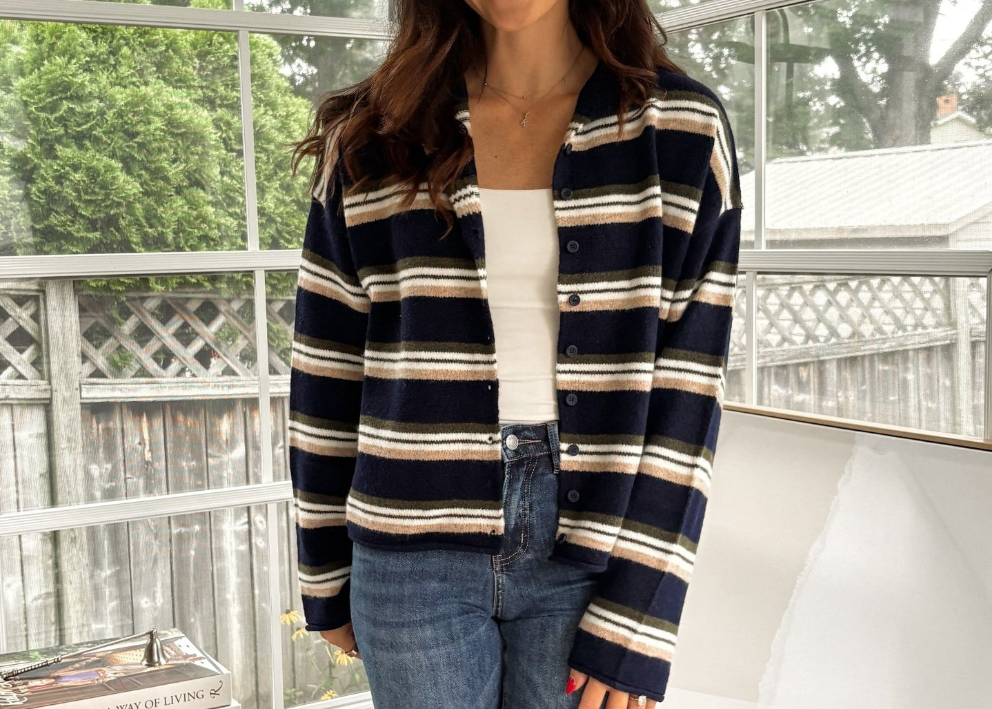 'Meet Me on Campus' Multi-Color Stripe Rolled Neck Knit Cardigan - Love and Lee Apparel