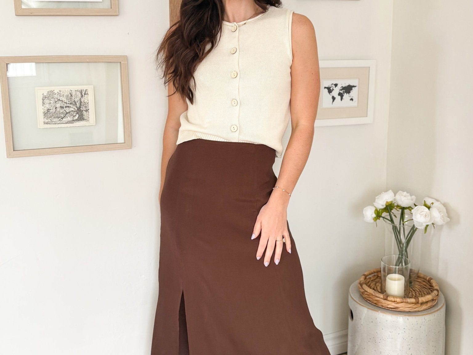 Pheobe Midi Skirt with Slit - Love and Lee Apparel