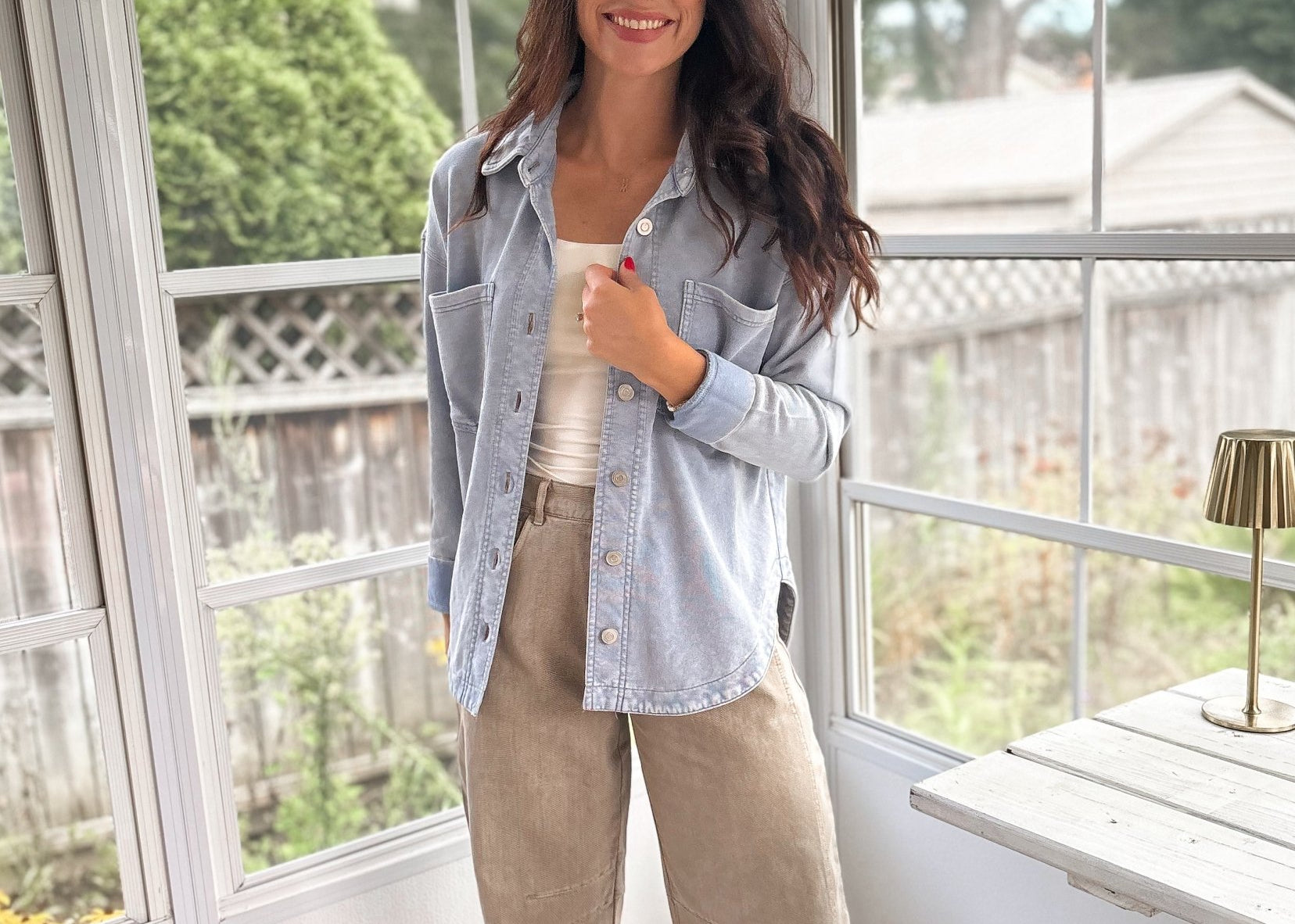 The Indie Acid Washed Collared Button Down Knit Shacket - Love and Lee Apparel