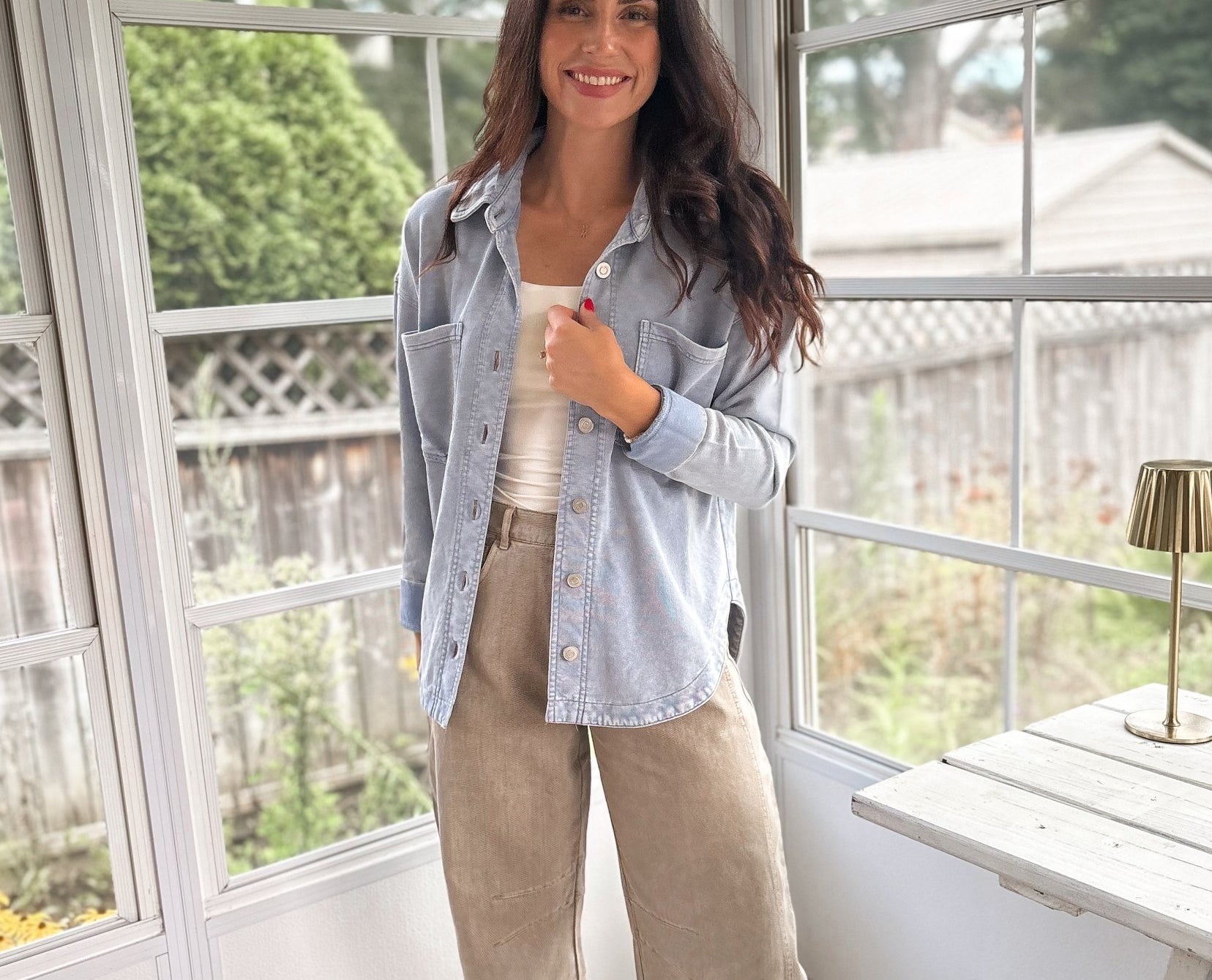 The Indie Acid Washed Collared Button Down Knit Shacket - Love and Lee Apparel
