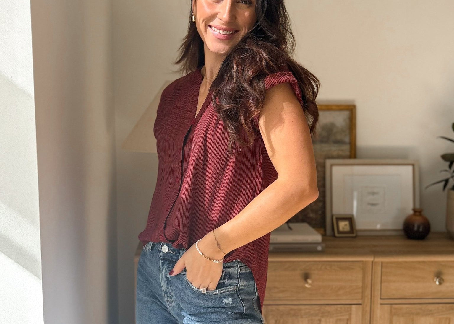 Honeycrisp Pinstripe Short Sleeve Button Down Shirt - Love and Lee Apparel