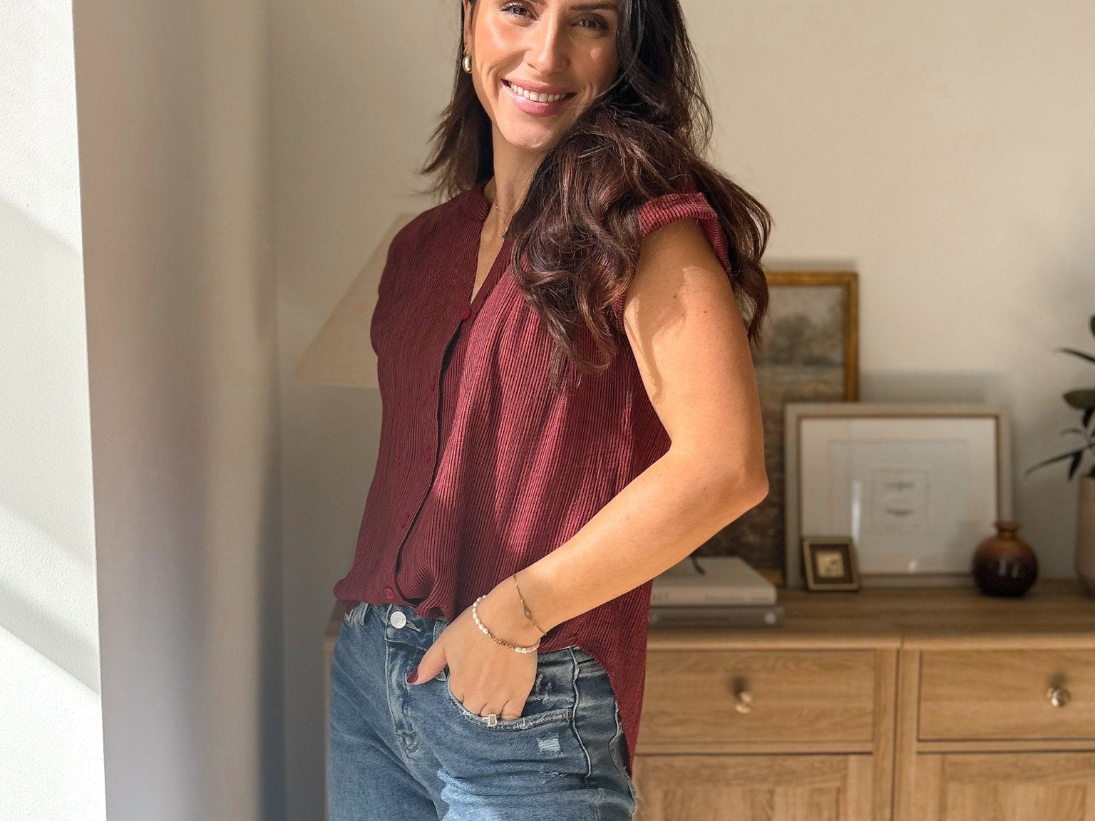 Honeycrisp Pinstripe Short Sleeve Button Down Shirt - Love and Lee Apparel