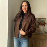 The 'Cozy Fireside' Studded Collared Zip-Up Suede Jacket - Love and Lee Apparel