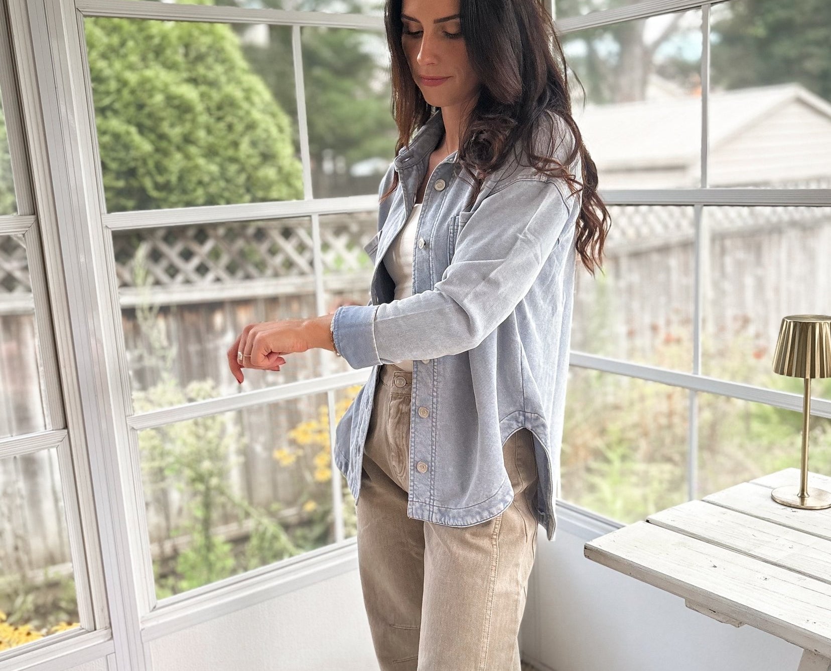 The Indie Acid Washed Collared Button Down Knit Shacket - Love and Lee Apparel