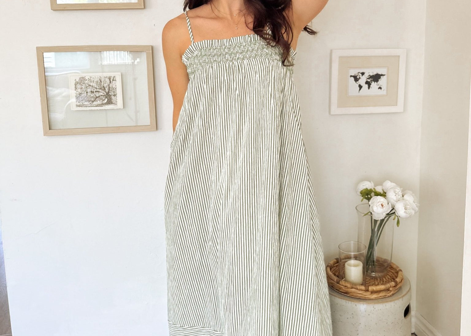 The Isabella White And Green Maxi Dress - Love and Lee Apparel