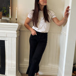 The Janessa High Rise Raw Hem Cropped Wide Leg Jeans in Black - Love and Lee Apparel
