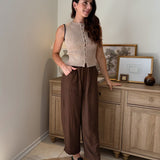 The Camille Contrast Stitch Trim Button Down Ribbed Knit Vest - Love and Lee Apparel