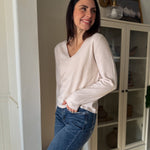 The Aurelie Long Sleeve V - Neck Knit Pullover Sweater - Love and Lee Apparel