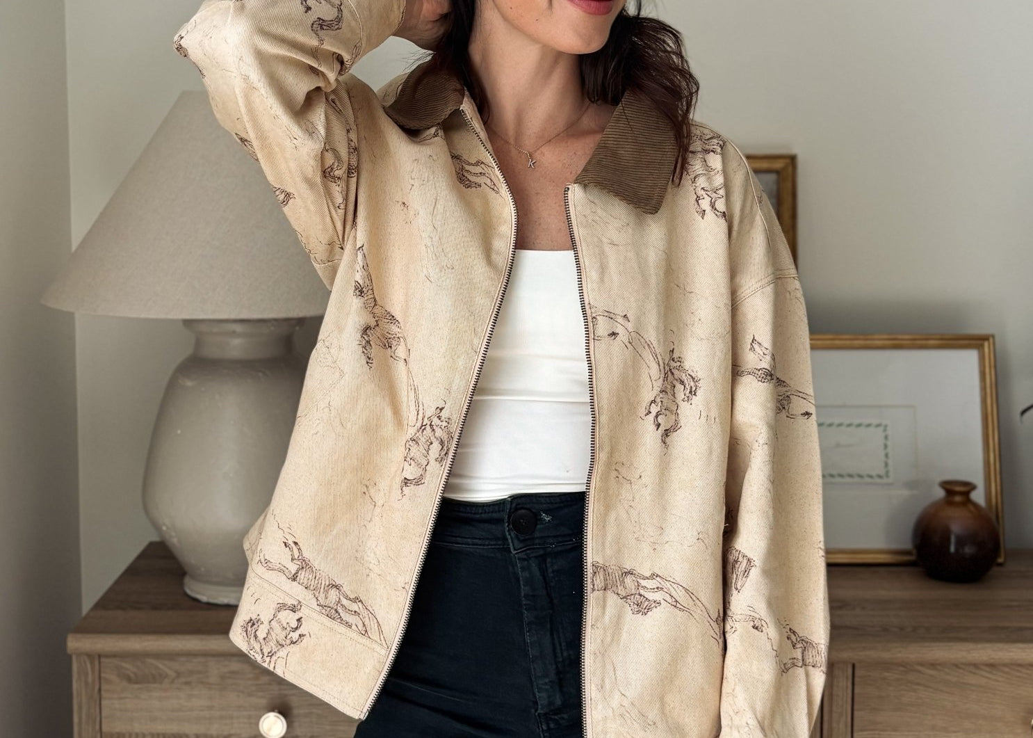 The Countryside Stables Western Horse Print Zip Up Jacket - Love and Lee Apparel