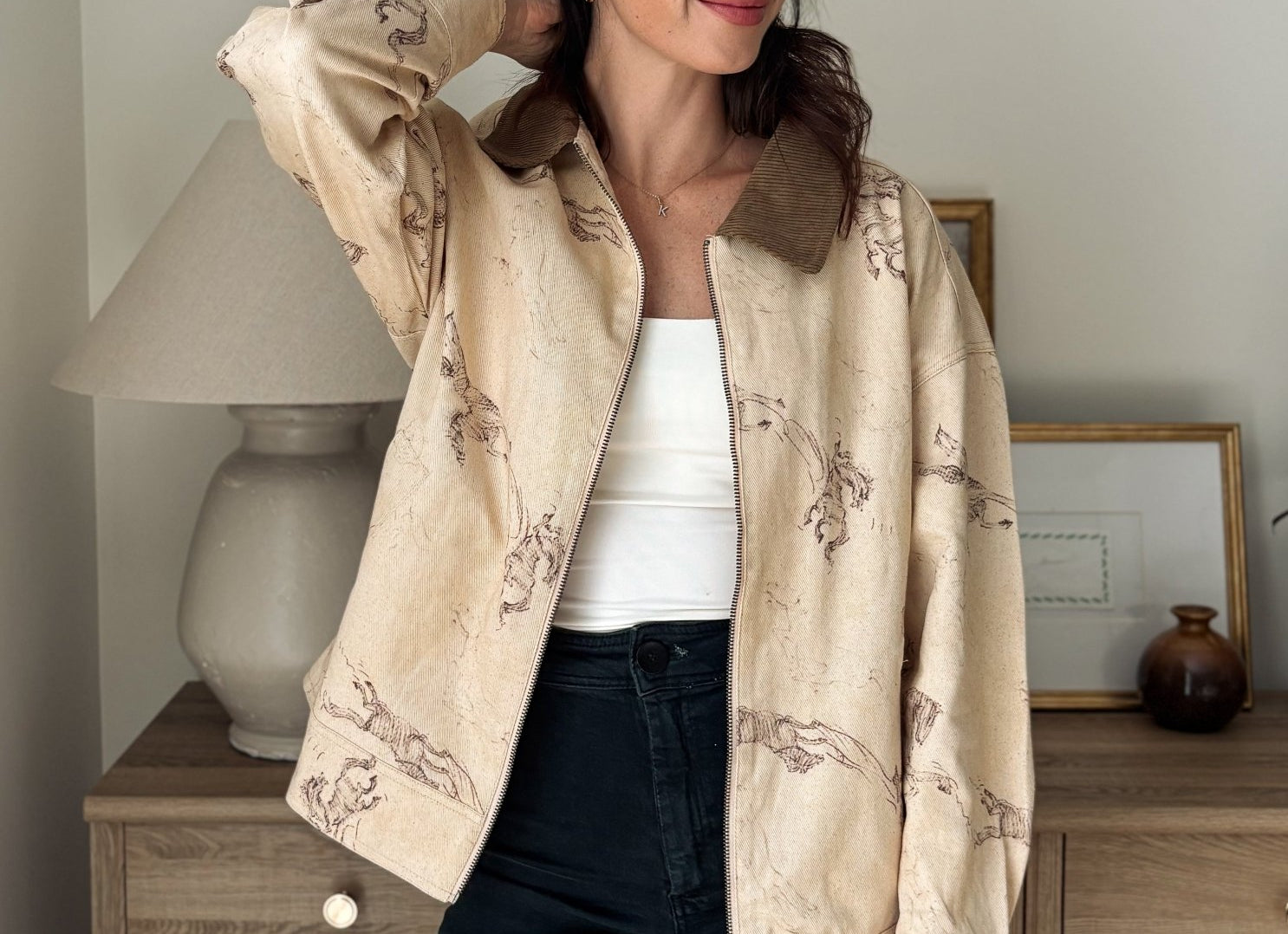 The Countryside Stables Western Horse Print Zip Up Jacket - Love and Lee Apparel