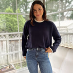 'Syllabus Season' Contrast Rolled Edge Crewneck Pullover - Love and Lee Apparel