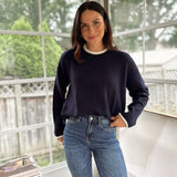 'Syllabus Season' Contrast Rolled Edge Crewneck Pullover - Love and Lee Apparel