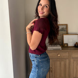 The Bordeaux Short Sleeve Button Down Knit Cardigan - Love and Lee Apparel