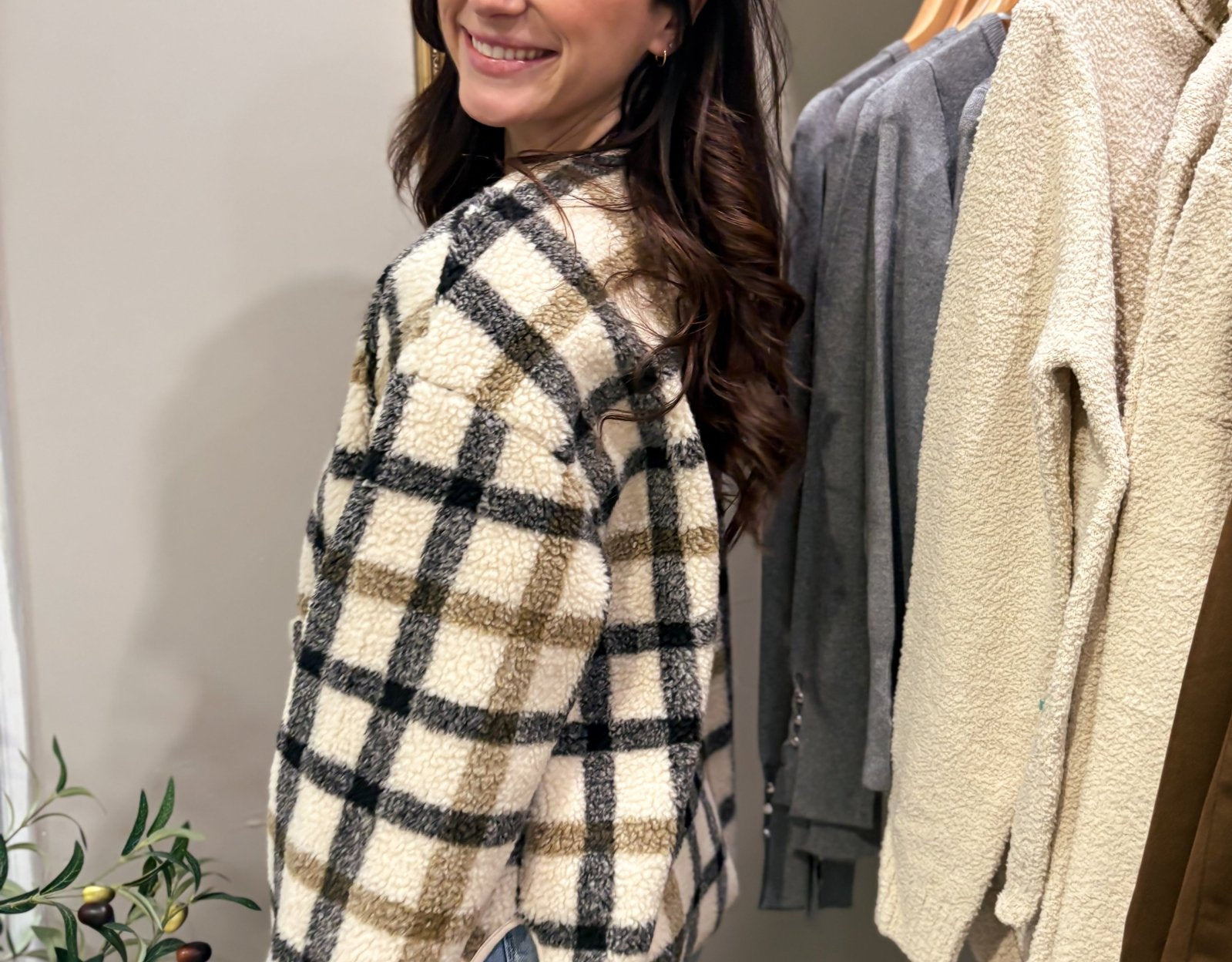 The Sabrina Plaid Button Down Teddy Jacket - Love and Lee Apparel