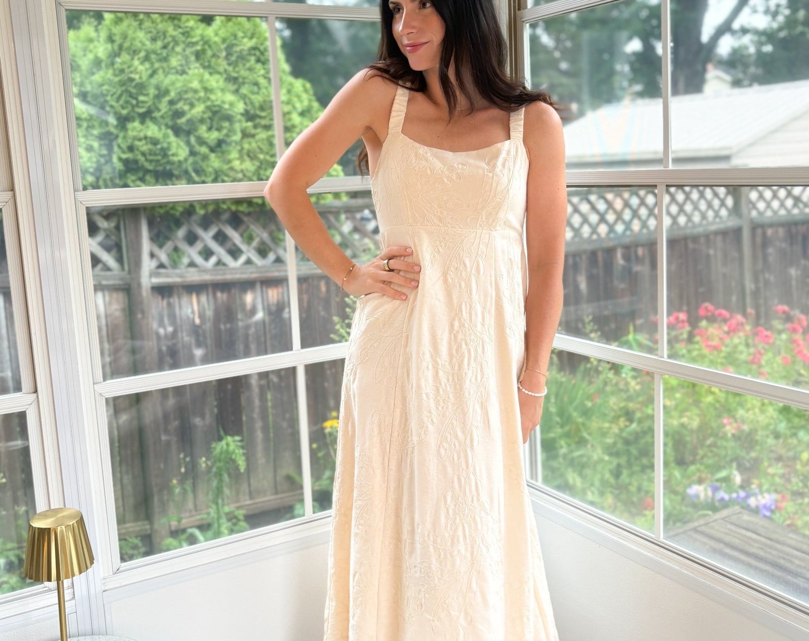 Iris Textured Floral Embroidery Midi Dress - Love and Lee Apparel