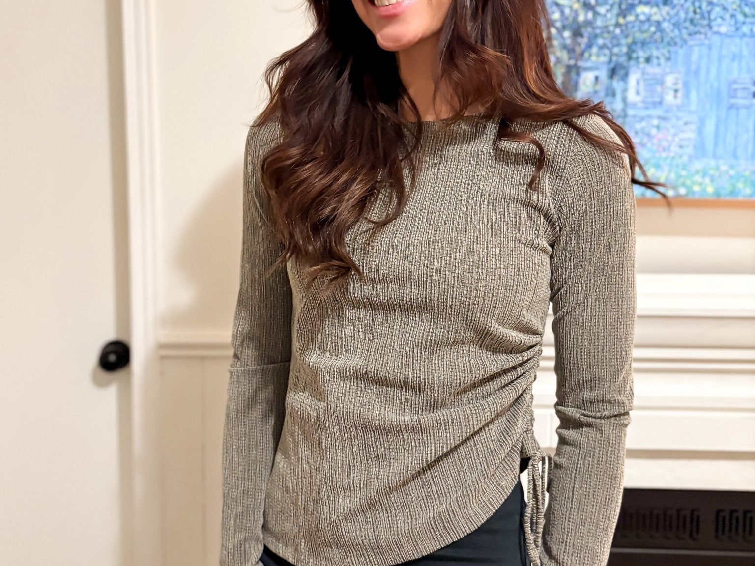 The Blair Ruched Two Tone Texture Knit Top - Available in 2 colours - Love and Lee Apparel