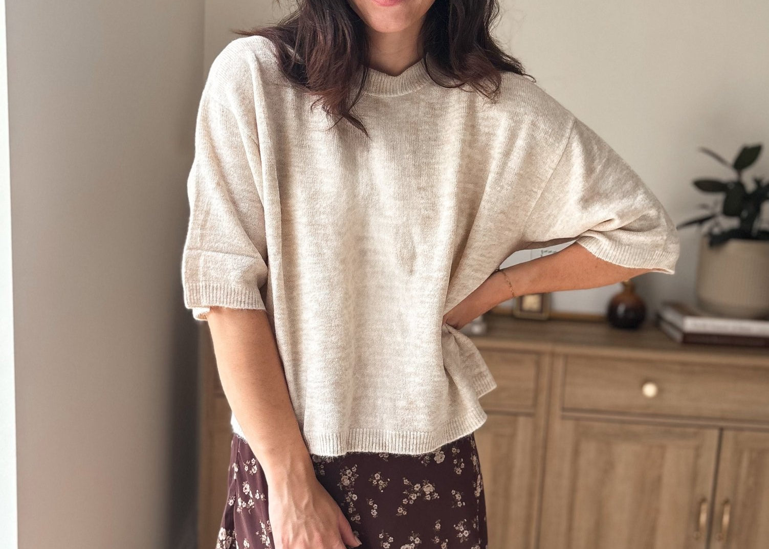 The Wyatt Heathered Crew Neck Half Sleeve Boxy Pullover - Love and Lee Apparel