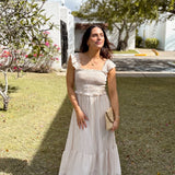 The Macy Stripe Smocked Ruffle Trim Midi Dress - Love and Lee Apparel