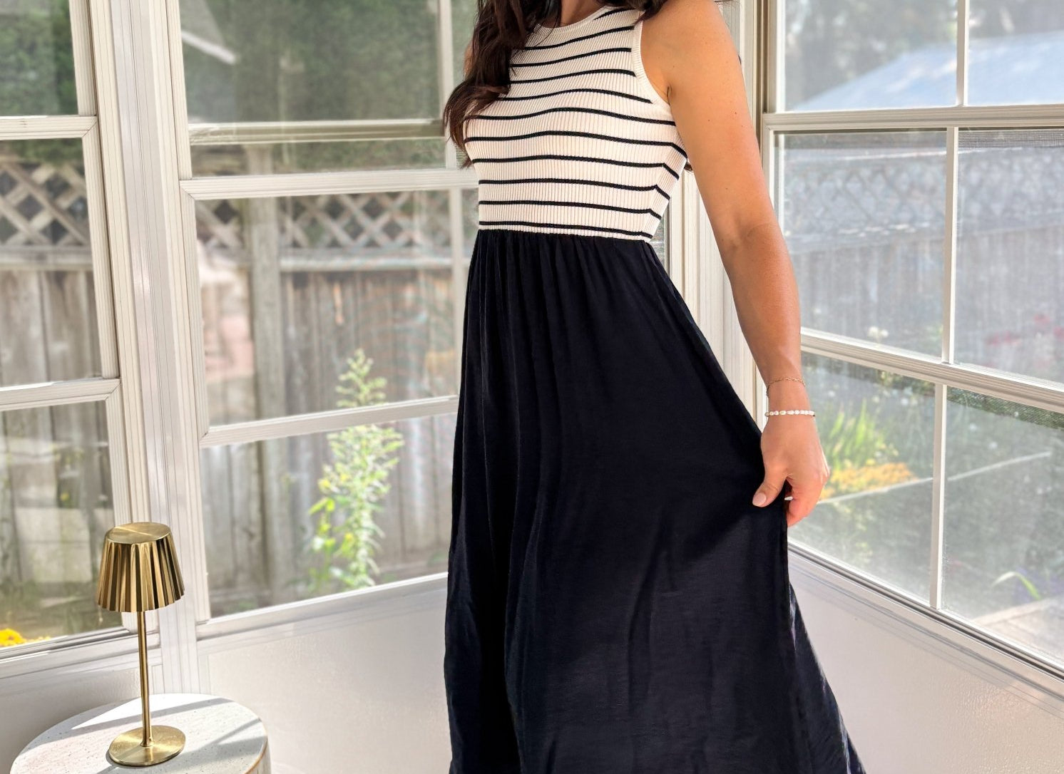 Ash Sleeveless Mixed Media Midi Dress - Love and Lee Apparel