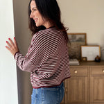 The Heirloom Stripe Raw Edge Drop Shoulder Knit Cardigan - Love and Lee Apparel