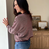 The Heirloom Stripe Raw Edge Drop Shoulder Knit Cardigan - Love and Lee Apparel