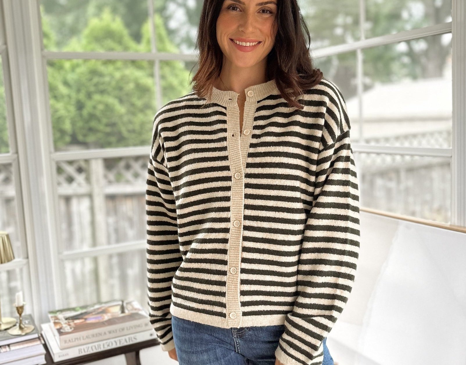 'Row Club' Striped Cardigan - Love and Lee Apparel