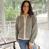 'Row Club' Striped Cardigan - Love and Lee Apparel