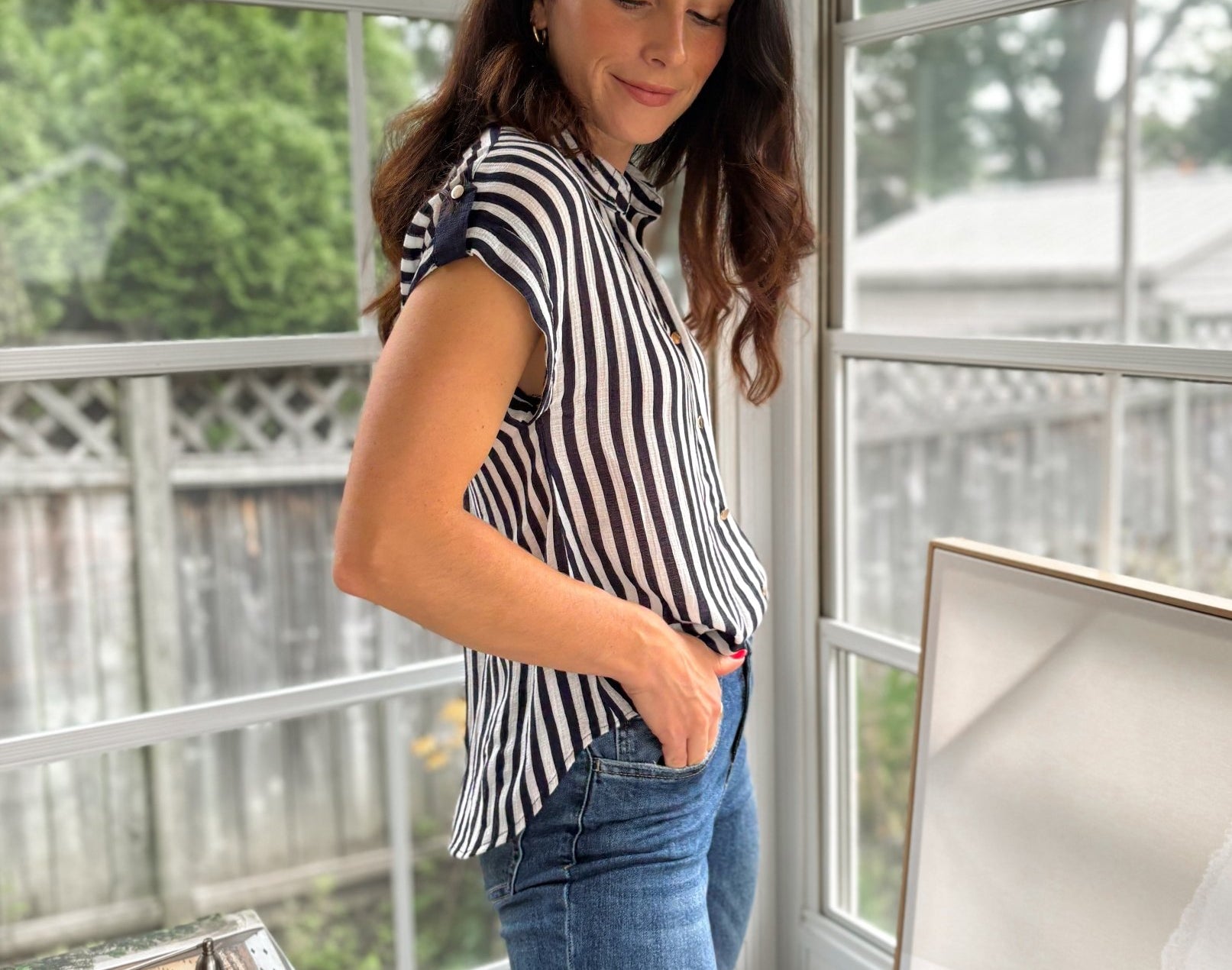 'The Ivy Society' Striped Lightweight Blouse - Love and Lee Apparel