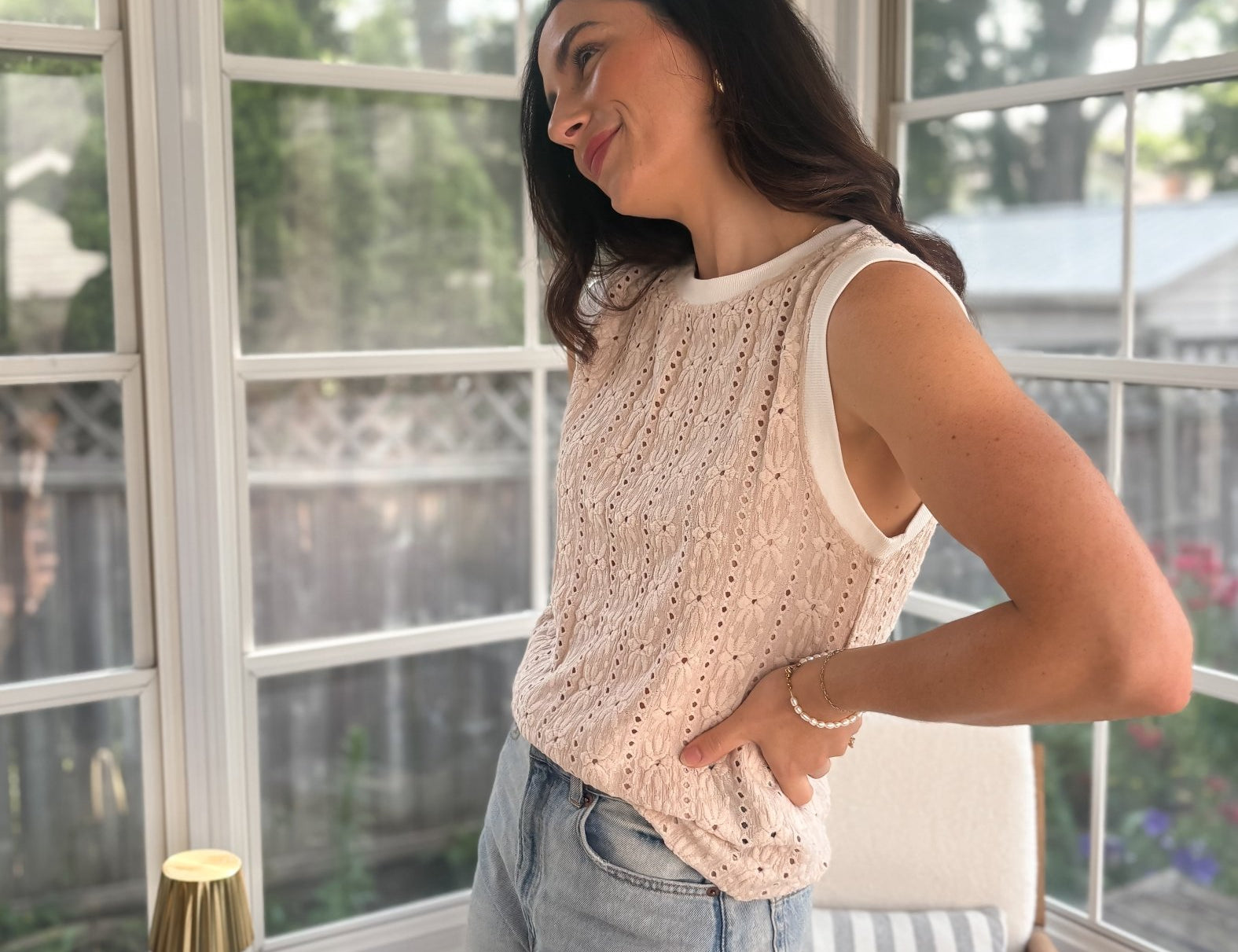 Starlight Eyelet Sleeveless Top - Love and Lee Apparel